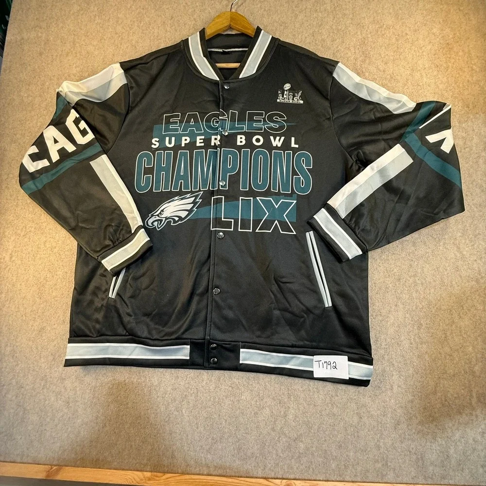 Philadelphia Eagles Super Bowl LIX Champions Jacket Mens XL Black Varsity Bomber